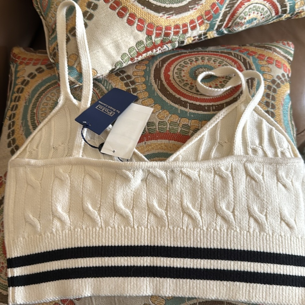 Polo by Ralph Lauren Cream Tank Top Bralette XL - Picture 3 of 6
